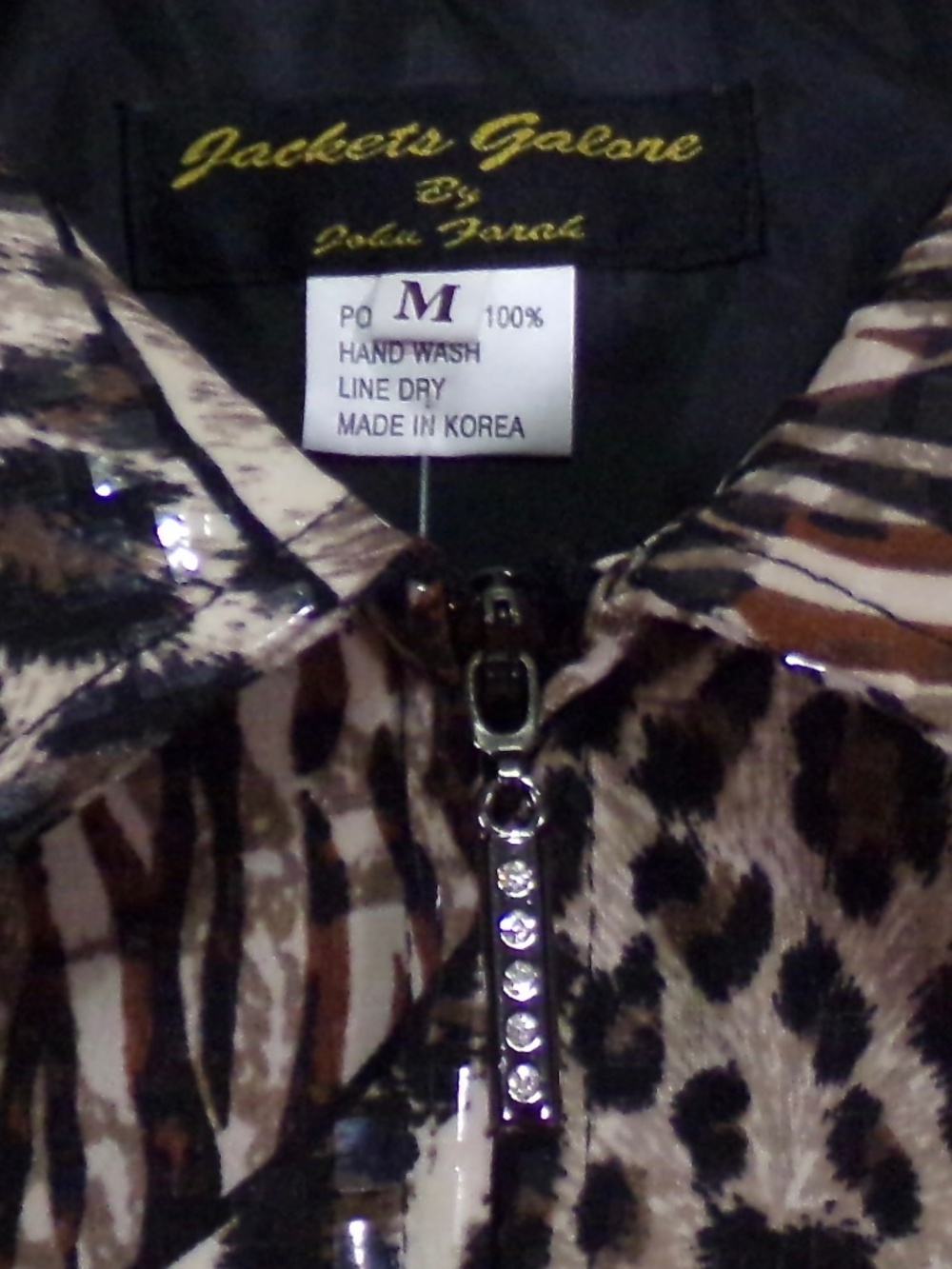 NWT Jacket’s Galore by John Farah Tiger/Leopard Jacket Scale Like Shine Size M - Picture 2 of 10